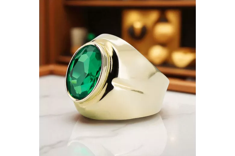 خاتم مجوهرات فينتاج الزمرد 14 كارت من الذهب الأصفر vrc296y